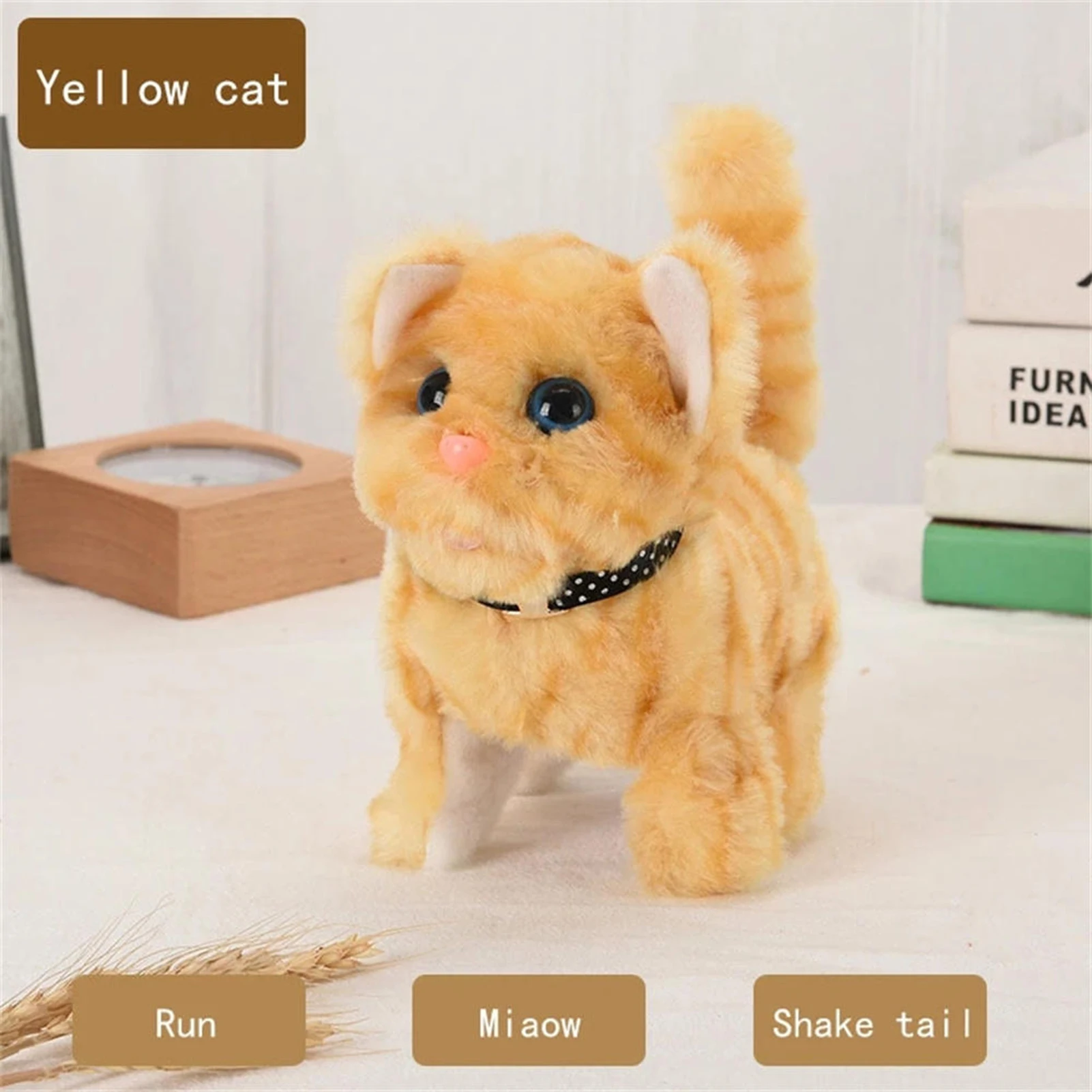 Play Lovely Electric Cat Plush Toy Soft Plush Stuffed Cat With Touch Control Int - £23.45 GBP