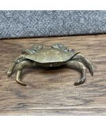 Brass Crab Ashtray Trinket Box with Hinged Lid Vintage Jewelry Storage L... - $34.65