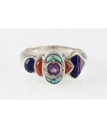 Exquisite Multi Stone Sterling Silver Band Ring SZ: 7.75 - €179,85 EUR