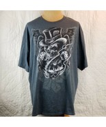 Skull T-shirt with Top Hat Dice Ace Cards Dark Gray Tshirt 3XL Men&#39;s Siz... - £20.77 GBP