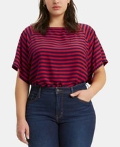 MSRP $55 Levi&#39;s Trendy Plus Size Miranda Striped Top Red Size 3X - £7.50 GBP