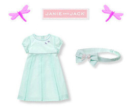 Janie and Jack baby girl &quot;Petite Blooms&quot; Dragonfly Dress + Headband Set ... - £46.82 GBP