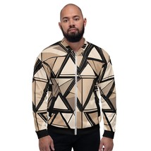 New Bomber Jacket Unisex XS-3XL Full Zip Side Pockets Beige Tan, Black Geometric - £24.63 GBP+