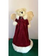 Boyds Bear Ariella Angelfrost Christmas Tree Topper Burgundy Dress White... - $23.69 CAD