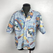 Vintage Mens Big Waves Heet Sportswear Shirt Medium Aloha Print Short Sleeve - £27.22 GBP