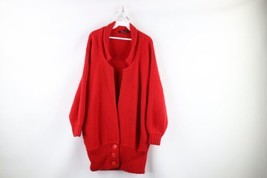 Vtg 90s Streetwear Womens M Mohair Wool Knit Blend Oversized Cardigan Sweater - £62.26 GBP