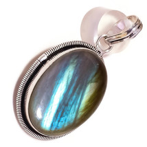 Stunning Labradorite Cabochon Oval Gemstone 925 Silver Overlay Handmade Pendant - £10.32 GBP