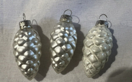 3 Vintage  Blown Glass Frosted Pinecone Christmas Ornament lot small 2.5&quot; - £19.86 GBP