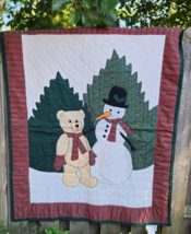 American Pacific Christmas Quilted Patchwork Throw/Wall Hanging Snowman ... - £34.16 GBP