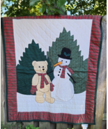 American Pacific Christmas Quilted Patchwork Throw/Wall Hanging Snowman ... - £33.62 GBP