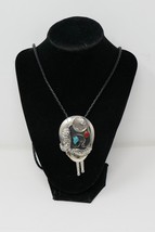 Native American Silver Buffalo Nickel Eagle Turquoise Coral Bolo Tie - £59.86 GBP