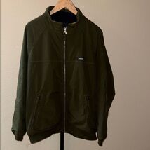 Lands End Squall Olive Green Classic Fleece Lined Bomber Jacket Men’s Sz L - $59.40
