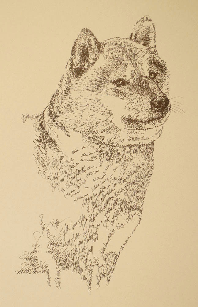 Japanese Shiba Inu Dog Art Print #34 Stephen Kline adds your dogs name free GIFT