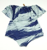 Rachel Pally Blue Printed Ruffle Strapless Bodysuit Modal ( S ) - £71.63 GBP