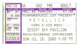 Metallica Concert Ticket Stub Juillet 16 2000 Phœnix Arizona - $35.42