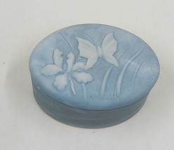 Incolay Blue Stone Marble Oval Trinket Jewelry Box Butterfly Iris Signed Nemeth - £19.76 GBP