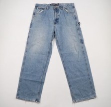 Vintage 90s Nautica Mens 36x32 Distressed Spell Out Wide Leg Baggy Denim Jeans - £62.91 GBP