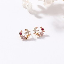 2021 Korean  Fashion  Sweet  Flower Colorful Twinkle Rhinestone Wreath Stud Earr - £6.35 GBP