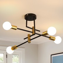 Sputnik Ceiling Light, 4 Light Mid Century Modern Sputnik Light Fixture, Black A - $45.99