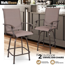 2X [Outdoor Swivel Bar Chair] Waterproof Rotating Barstool Kitchen Counter Stool - £225.38 GBP