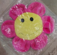 New Yellow Smiley Face With Pink Flower Petals Stool Cushion Or Throw Pillow - £10.27 GBP