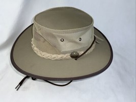 Barmah Used Khaki Canvas Drover Airflow Hat Used - 24” Around Head - £23.52 GBP