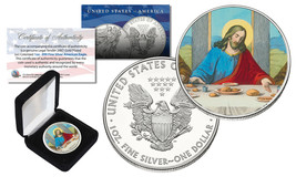 Jesus Christ Last Supper 1 Oz. Pure Silver American Liberty Eagle w/ Display Box - £67.39 GBP