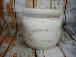 Wood Bowl Vase 8&quot; Round Handmade White - £15.82 GBP