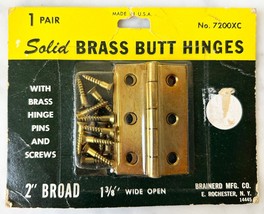 Stanley Solid Brass Butt Hinges 1 Pair 2&quot; Broad NEW Old Stock #7200XC - £12.72 GBP