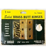 Stanley Solid Brass Butt Hinges 1 Pair 2&quot; Broad NEW Old Stock #7200XC - £12.83 GBP