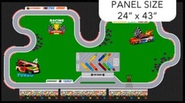 24&quot; X 44&quot; Panel Turbo Speed Kids Race Track Panel Cotton Fabric Panel D785.54 - £7.96 GBP