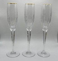 Set of 3 Mikasa Crystal GOLDEN LIGHTS Champagne Flutes - £78.30 GBP