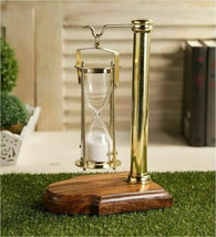 Maritime Vintage Sand Timer With Wooden Stand Nautical Hourglass For Hom... - $110.33