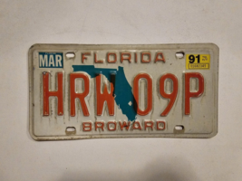1991 Florida License Plate # HRW 09P Broward County-MAN CAVE-LOUNGE-SHOP - $262.24 MXN