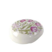 Vintage LEFTON White Porcelain Egg Shaped Tulip Flower Trinket Box Made in Japan - £15.28 GBP