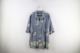 Vtg Tommy Bahama Mens Large Faded Silk Pineapple Mixed Drink Looped Collar Shirt - £54.47 GBP