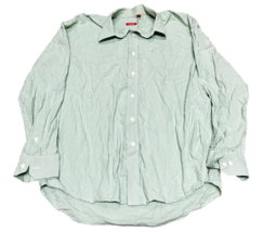 IZOD Button Up Long Sleeve Shirt Green Plaid Striped Men&#39;s Size Large Casual - £12.64 GBP