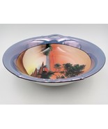 Vintage NORITAKE Hand Painted Farm house Lake Serving Bowl w/ Handles Japan - £14.08 GBP