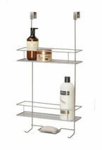 Shower Caddy Over-the-Door Bathroom 2 Tier Storage Shelf Holder Brushed Nickel - £27.69 GBP