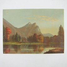 Chromolithograph Print 3 Brothers Rock Yosemite Valley California Antiqu... - $39.99