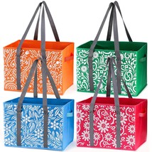 4 Pack Reusable Grocery Bags, Collapsible Large Storage Box Bag With Reinforced  - $44.99