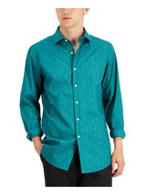 Bar III Men&#39;s Slim Flit Floral Stretch Dress Shirt in Green-16-16.5 32/33 - £15.68 GBP