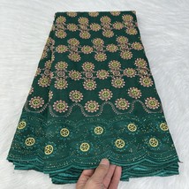 YQOINFKS Fabric Embroidery Swiss Voile 5 Yards Lace Dress Cotton Gold Green Blue - £87.92 GBP