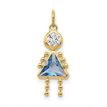 10k CZ and March Girl Birthstone Charm - £55.53 GBP