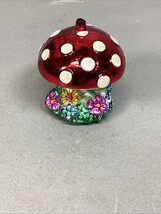 2002 Happy Springtime Glass Mushroom W/ Flowers Ornament- Missing Topper - $275.22 MXN
