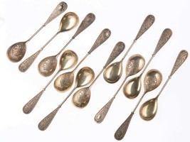 12 Antique Gilt 800 Silver demitasse spoons - £214.23 GBP