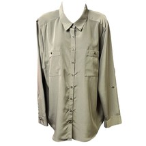 Studio Works Blouse Top Button Down NEW Roll Tabbed Sleeves XL Long Sleeve Women - $13.05