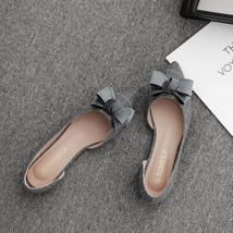 Women Flat Heel Shoes Side Empty Lady Flats Plaid Black Gray Pointed Toe 31-45 S - £38.69 GBP