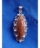 925 Sterling Silver Goldstone Pendant 2&quot;Tall Free Shipping - $552.67 MXN