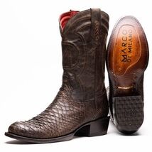Marco Di Milano Genuine Snake Skin Cowboy Boot Kansas Brown image 2